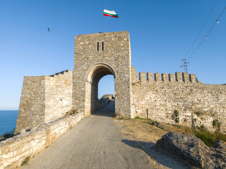 Black sea coastline and Ancient ruins at Kaliakra cape, Dobrich Region, Bulgariaの写真素材