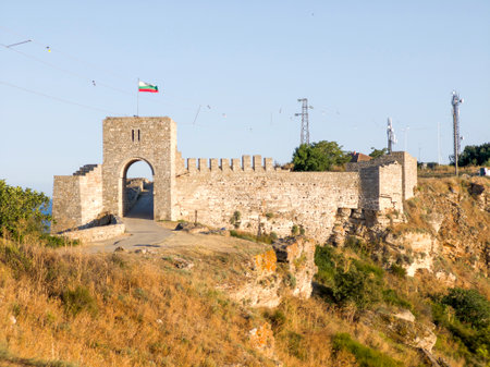 Black sea coastline and Ancient ruins at Kaliakra cape, Dobrich Region, Bulgariaの写真素材