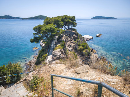 Amazing Panorama of The town of Skiathos, Sporades, Thessaly, Greeceの写真素材