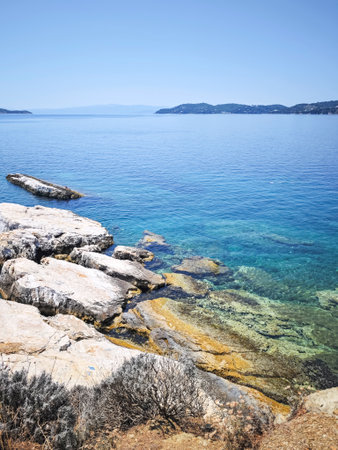 Amazing Panorama of The town of Skiathos, Sporades, Thessaly, Greeceの写真素材
