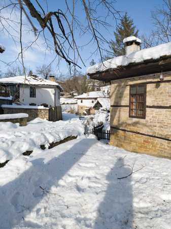 Amazing Winter view of village of Bozhentsi, Gabrovo region, Bulgariaの写真素材
