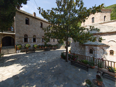 Evangelistria Monastery The Annunciation to the Virgin Mary at Skiathos island, Sporades, Thessaly,...