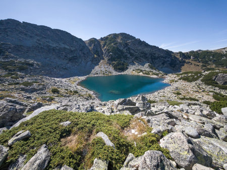 Amazing Summer Landscape of Musalenski lakes, Rila mountain, Bulgariaの写真素材