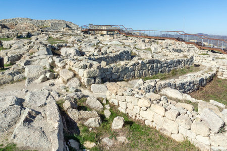Autumn view of Ruins of Ancient thracian city of Perperikon, Kardzhali Region, Bulgariaの写真素材