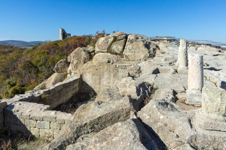 Autumn view of Ruins of Ancient thracian city of Perperikon, Kardzhali Region, Bulgariaの写真素材