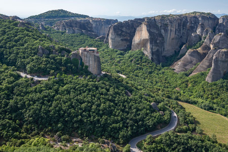 Amazing Panoramic view of Meteora Monasteries, Thessaly, Greece