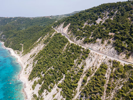 Amazing Aerial view of Lefkada near Pefkoulia beach, Ionian Islands, Greece