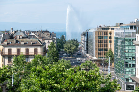 GENEVA, SWITZERLAND - JUNE 18, 2023: Panorama of The Old town of city of Geneva, Switzerlandのeditorial素材