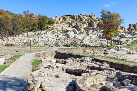 Autumn view of Ruins of Ancient thracian city of Perperikon, Kardzhali Region, Bulgariaの写真素材