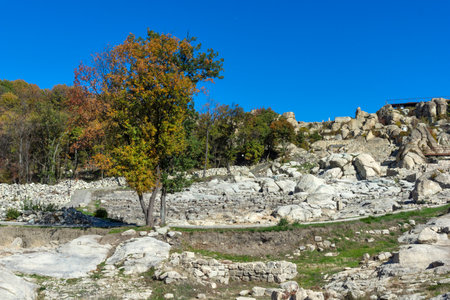 Autumn view of Ruins of Ancient thracian city of Perperikon, Kardzhali Region, Bulgariaの写真素材
