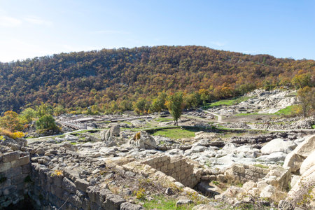 Autumn view of Ruins of Ancient thracian city of Perperikon, Kardzhali Region, Bulgariaの写真素材