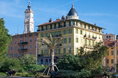 NICE, FRANCE - JANUARY 28, 2024: Amazing Panorama of city of Nice, Provence Alpes-Cote d'Azur, Franceのeditorial素材
