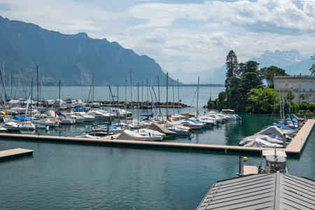 MONTREUX, SWITZERLAND - JUNE 19, 2023: Summer Panorama of town of Montreux, Canton of Vaud, Switzerlandのeditorial素材