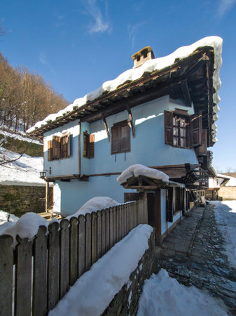 ETAR, GABROVO, BULGARIA - JANUARY 2, 2025: Winter view of Ethnographic village Etar (Etara) near town of Gabrovo, Bulgariaのeditorial素材