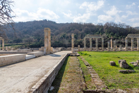 Ancient Ruins of Palace at the Archaeological Site of Aigai, Vergina, Central Macedonia, Greece