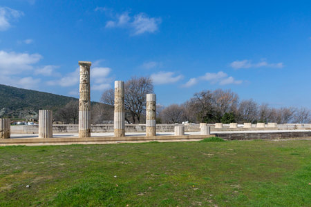 Ancient Ruins of Palace at the Archaeological Site of Aigai, Vergina, Central Macedonia, Greeceの写真素材