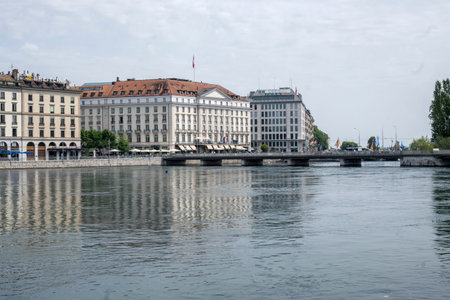 GENEVA, SWITZERLAND - JUNE 20, 2023: Amazing Panoramic view of The old town of city of Geneva, Switzerlandのeditorial素材