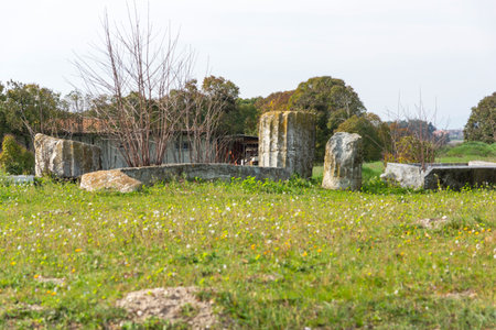 Ruins of Pella - capital city of Ancient Macedonian Empire, Central Macedonia, Greeceの写真素材