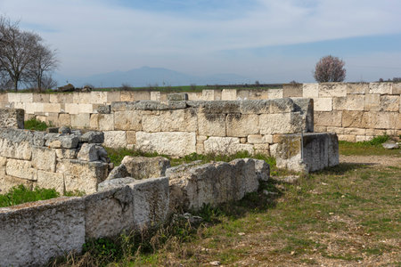 Ruins of Pella - capital city of Ancient Macedonian Empire, Central Macedonia, Greeceの写真素材