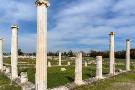 Ruins of Pella - capital city of Ancient Macedonian Empire, Central Macedonia, Greeceの写真素材