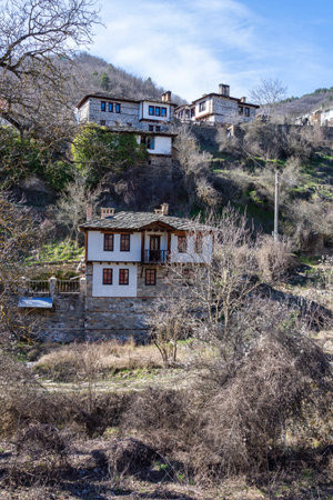 Panorama of Village of Kosovo with Authentic nineteenth century houses, Plovdiv Region, Bulgariaの写真素材