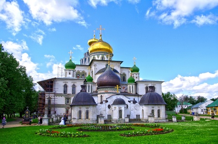 Istra, Russia - June 05, 2010  Summer day  People  walks near the Voskesensky church in New...