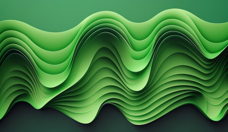 Abstract background with green paper cut shapes. AI generatedの素材