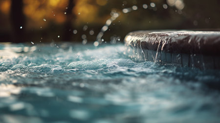Splash of water in the pool with bokeh background.の素材