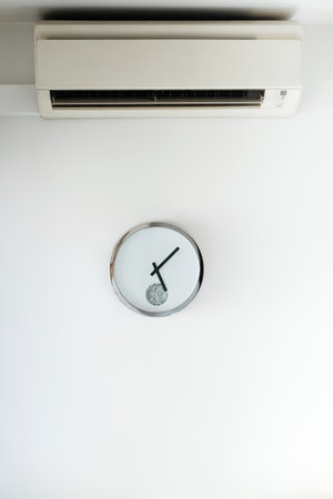 minimalism watch on white background in officeの写真素材