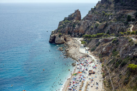 island with blue sea stone beach landscape. High quality photoの写真素材