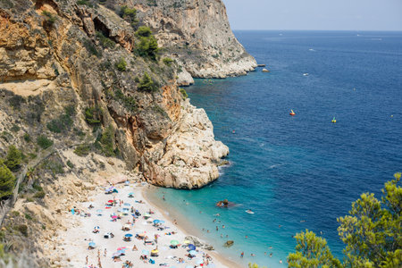 island with blue sea stone beach landscape. High quality photoの写真素材