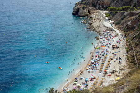 island with blue sea stone beach landscape. High quality photoの写真素材