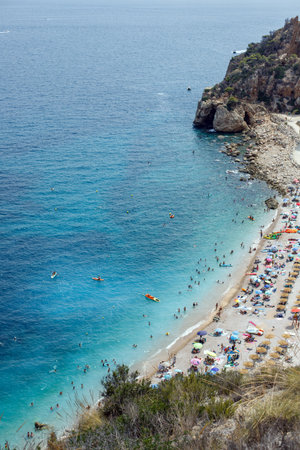 island with blue sea stone beach landscape. High quality photoの写真素材
