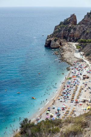 island with blue sea stone beach landscape. High quality photoの写真素材