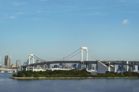 Rainbow Bridge in Odaiba, Tokyo, Japan.の写真素材