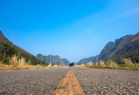 Road to the great rock mountain, Lan Sak District, Uthai Thani Province, Thailand.
