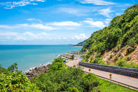 One of the most beautiful seaside roads in Thailand. Chalerm Burapha Chonlathit Highway look from Noen Nangphaya View Point , Chanthaburi, Thailand.の写真素材