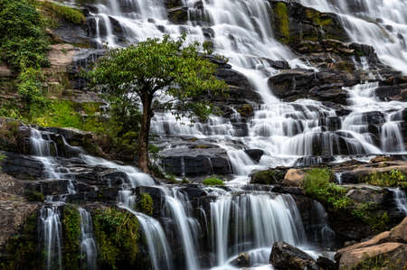 Mae Ya Waterfall is most beautiful cascades in Doi Inthanon, Chiang Mai, Thailand.の写真素材