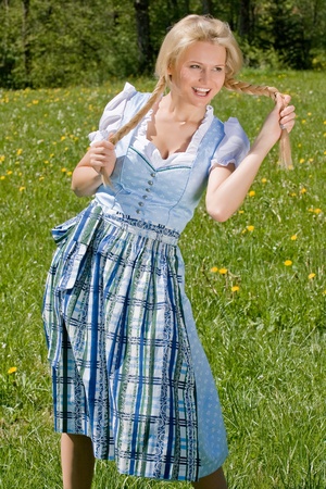 Happy Bavarian girl costumeの写真素材