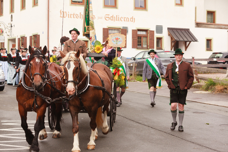 Hausham, Germany - July 17, 2016: Parade Float of Horticulture club Hausham the parade in Hausham / Germanyのeditorial素材