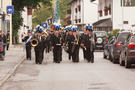 Hausham, Germany - July 17, 2016: Miners with Knappenkapelle Marienstein the pageant in Hausham / Germanyのeditorial素材