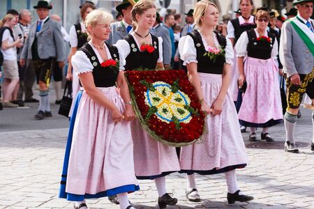 Rosenheim, Germany - September 4, 2016: folklore society Innviertler Rosenheim at Thanksgiving Parade in Rosenheim / Germanyのeditorial素材