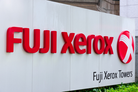 Fuji Xerox Towers signage at Singapore business district.のeditorial素材