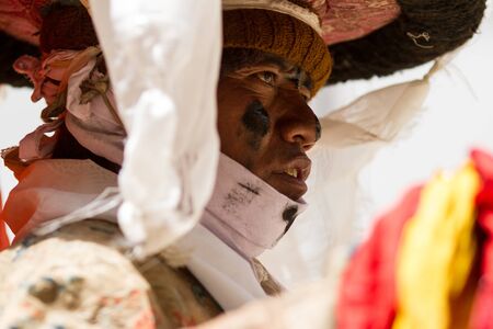 Korzok, INDIA - JUL 23  A monk performs a religious mask dance during the Cham Dance Festival on Jul...