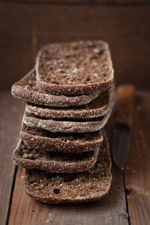 Stack of finnish rye bread,shallow depth of fieldの写真素材