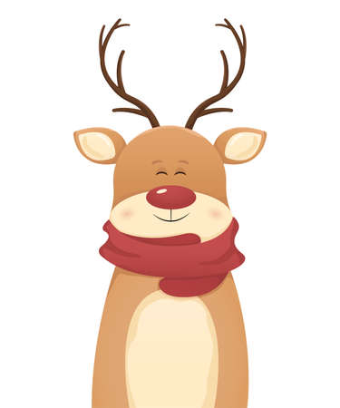 Christmas deer, vector illustration on white backgroundのイラスト素材