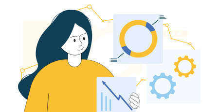 Vector illustration of Consulting, key account manager, business plan. Vector illustration for website banner, marketing material, online advertising and business presentation.のイラスト素材