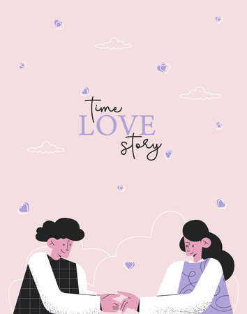 Valentines Day. Couple in love, flat design. Design template for invitations, flyers and banners.のイラスト素材