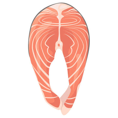 Red fish, salmon steak. Isolated white background. Label, poster, stickerのイラスト素材