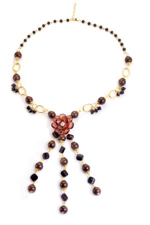 Elegent necklace look like a flower isolated on whiteの写真素材
